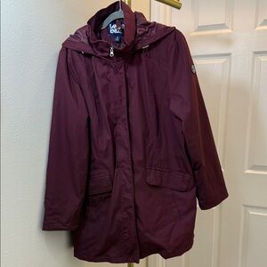 Lands' End Women's Deep Burgundy Utility Jacket/rain coat with detachable vest